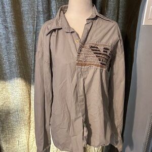 Armani Jeans Gray Shirt with Embroidered Logo